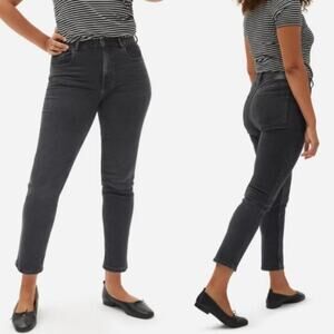Everlane The Curvy Cheeky Jean Size 32 Crop Washed Black Gray High Rise Denim